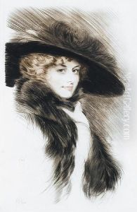 Femme Au Col De Fourrure Et Au Grand Chapeau