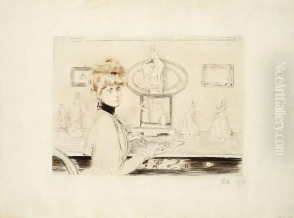 Madame Helleu Ecrivant A Sa Table (les Tanagras) - view 1