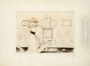 Madame Helleu Ecrivant A Sa Table (les Tanagras) by Paul Cesar Helleu