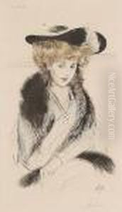Woman With Feather Boa by Paul Cesar Helleu