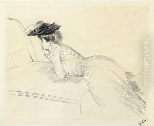 Femme Lisant. by Paul Cesar Helleu