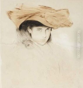 Portrait De Femme Au Chapeau by Paul Cesar Helleu