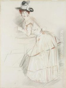 A Woman Leaning On A Gueridon A Woman Leaning On A Gueridon