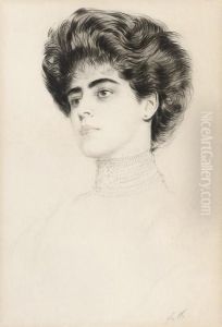 Portrait Of A Lady In A Pearl Necklace by Paul Cesar Helleu