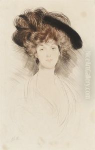 Portrait Of A Lady In A Hat by Paul Cesar Helleu