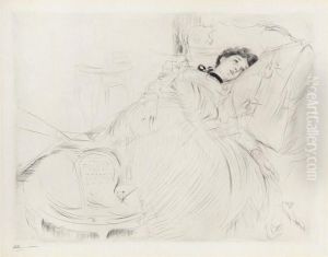 Lady Reclining On A Daybed by Paul Cesar Helleu