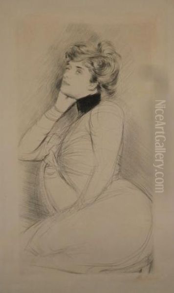 Femme Assise De Profil. - view 1