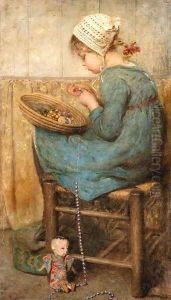 Stringing the beads by Sara McGregor