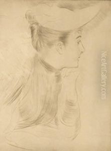 Jeune Femme Tournee Vers La Droite by Paul Cesar Helleu