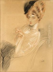 Femme Assise Les Mains Croisees by Paul Cesar Helleu