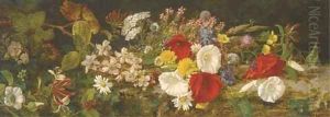 A spray of wildflowers on a bank by Alfred Morgan