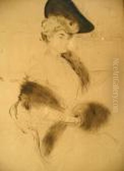 Portrait Of A Woman With Fur Stole - view 1