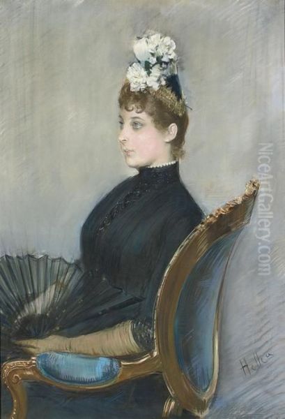 Portrait Of Mathilde See, Half-length, Holding A Fan - view 1