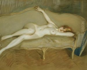 Nu Allonge Dans Le Studio by Paul Cesar Helleu