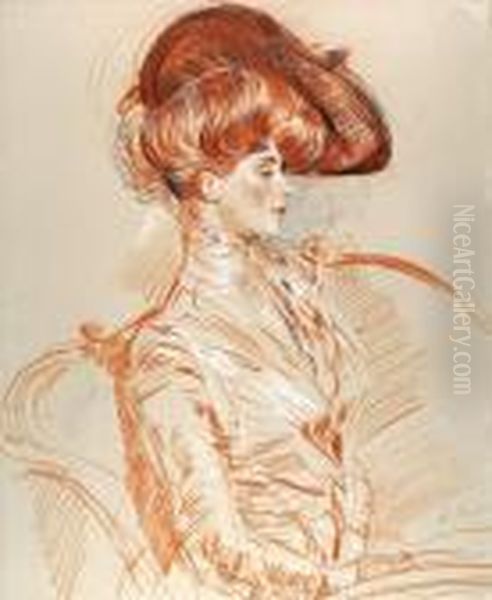 Woman Seated On A Settee - view 1