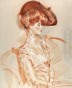 Woman Seated On A Settee by Paul Cesar Helleu