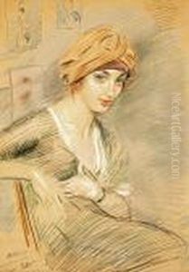 A Portrait Of Jeanne Ballot by Paul Cesar Helleu