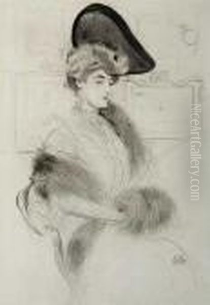 Femme Assise, Devant Les Tableaux - view 1