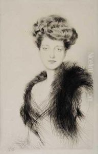 Jeune Femme Avec Chale by Paul Cesar Helleu