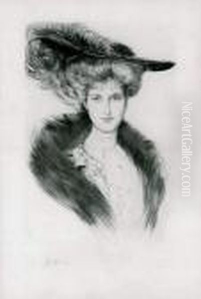 [femme Au Grand Chapeau A Plume]. Vers 1900-1910 - view 1