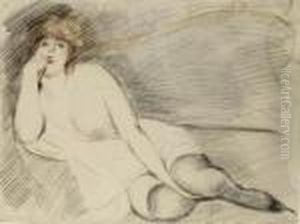 Femme A Demi-allongee Vue De Face (recto) ; Etude D'une Femme Nue (verso) by Paul Cesar Helleu