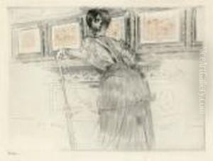 Les Watteau Du Louvre, Vers 1895 by Paul Cesar Helleu