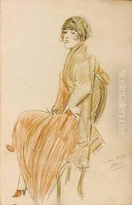 Femme Assise, Portrait De Suzette O'neill, Epouse De Dranem by Paul Cesar Helleu