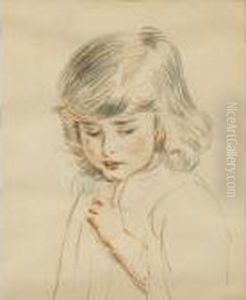 Buste D'ellen [, The Bust Of Ellen, Charcoal And Red Chalk, Signed.]
