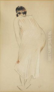 Etude De Femme Penchee En Avant 
[, A Woman Bent Forward, Red, Black And White Chalks, Signed ] by Paul Cesar Helleu