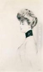 Elegante De Profil Vers La Gauche (portrait De Mme Letellier) by Paul Cesar Helleu