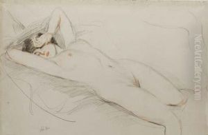 Reclining Nude (madame Helleu) by Paul Cesar Helleu