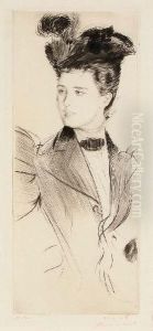 Buste De Jeune Femme Au Chapeau by Paul Cesar Helleu