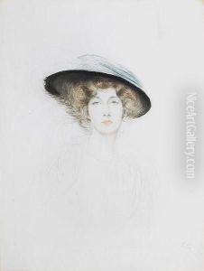 Le Chapeau A Plume - Liane De Pougy by Paul Cesar Helleu
