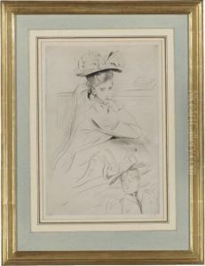 Study Of A Woman Wearing A Hat by Paul Cesar Helleu