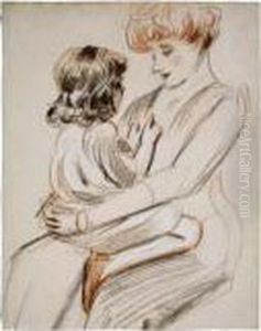 Une Mere Tenant Son Enfant Sur Ses Genoux