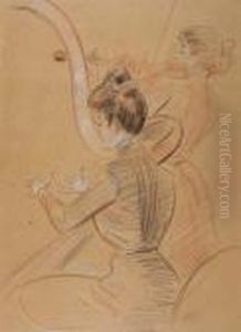 The Harpist And The Violinist by Paul Cesar Helleu