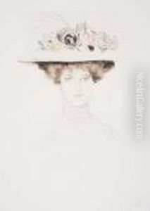 Elegante Au Chapeau Multifleuri by Paul Cesar Helleu