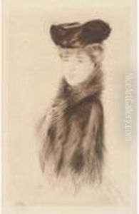 La Femme Au Manteau De Fourrure by Paul Cesar Helleu