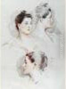 Trois Etudes De Tetes by Paul Cesar Helleu