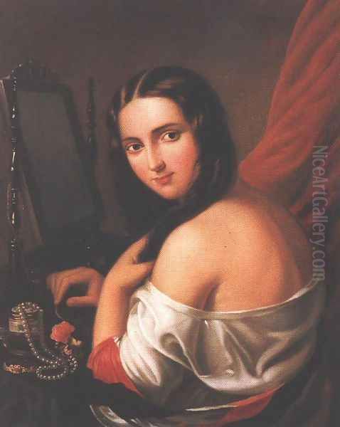 Woman Seated before a Mirror 1840s - view 1