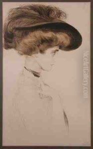 Femme Au Chapeau, Profil A Droite by Paul Cesar Helleu