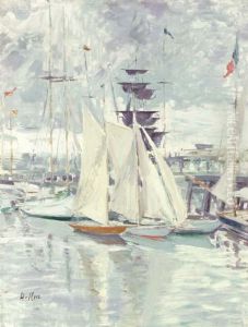 Le Bassin De Deauville by Paul Cesar Helleu