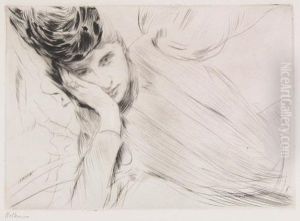 Femme En Buste, La Tete Appuye Dans La Main Droite