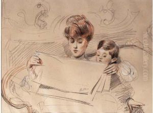 La Lecture Au Salon by Paul Cesar Helleu