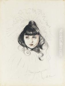 A Young Girl With A Hat by Paul Cesar Helleu
