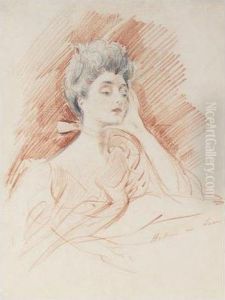 Portrait De Madame Olga Law by Paul Cesar Helleu