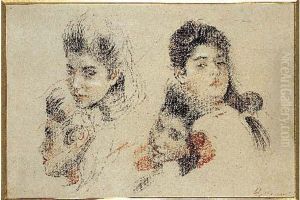 Quatre Etudes De Tete D'une Jeune Fille