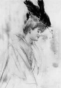 Jeune Femme En Buste, De Profil, Vers 1900.