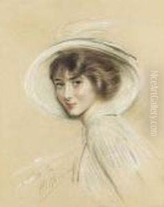 A Portrait Of Annette, Wearing A White Hat by Paul Cesar Helleu