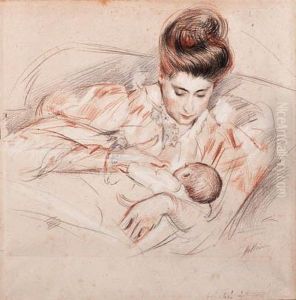 Mother And Child by Paul Cesar Helleu